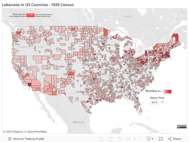 Lebanese in US Counties - 1920 Census 