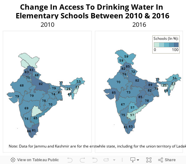 Change In Access To Drinking Water In Elementary Schools Between 2010 & 2016 