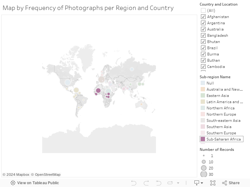 Map by Frequency of Photographs per Region and Country 