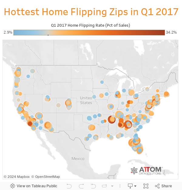 Hottest Home Flipping Zips in Q1 2017 