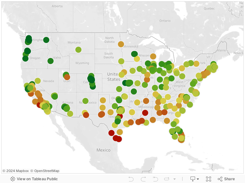 Map - % Profiles w/FP (Top U.S. Cities) 