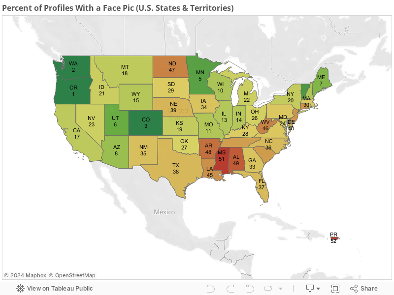 Percent of Profiles With a Face Pic (U.S. States & Territories) 