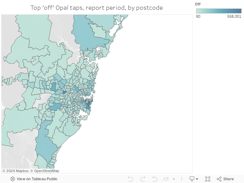 Top 'off' Opal taps, report period, by postcode 