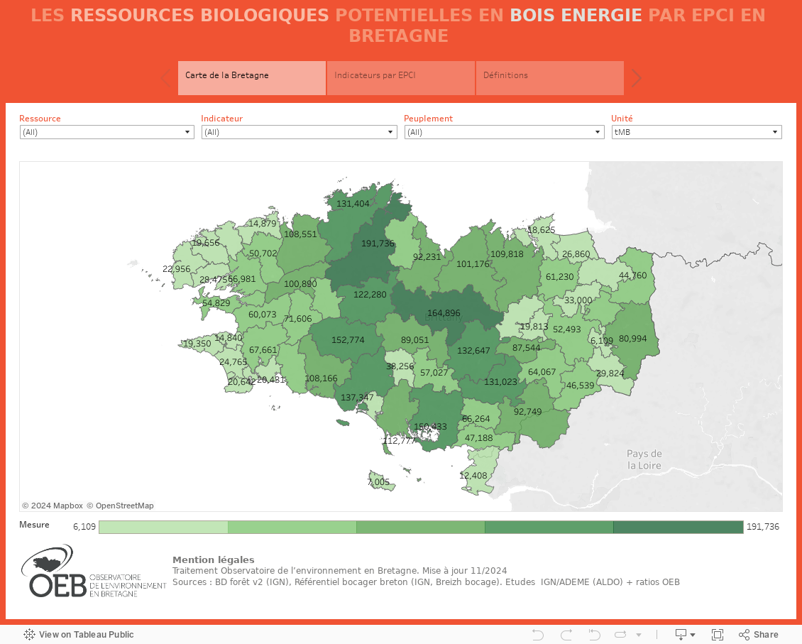 LES RESSOURCES BIOLOGIQUES POTENTIELLES EN BOIS ENERGIE PAR EPCI EN BRETAGNE  