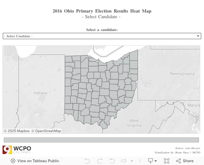 2016 Ohio Primary Election Results Heat Map 