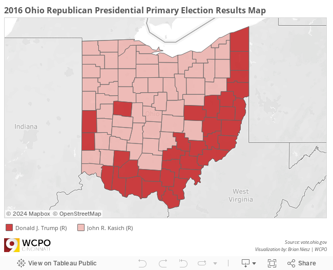 2016 Ohio Republican Presidential Primary Election Results Map 