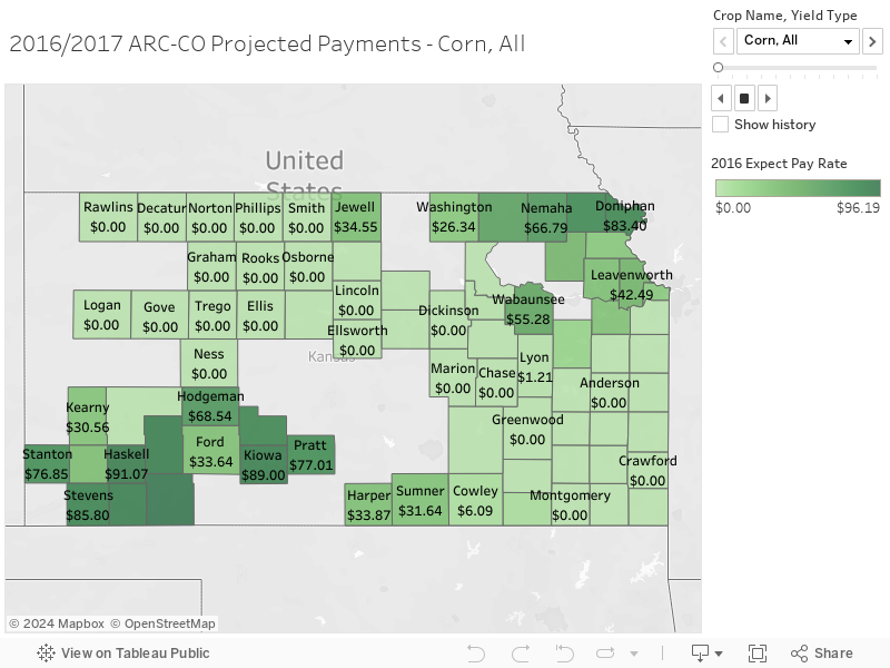 2016/2017 ARC-CO Projected Payments - Wheat, All 