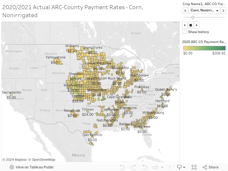 2020/2021 Actual ARC-County Payment Rates - Wheat, All 