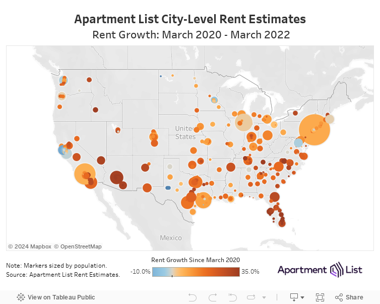 Rents falling fastest in pricey coastal cities amid the pandemicRent growth by city: March to October 2020 