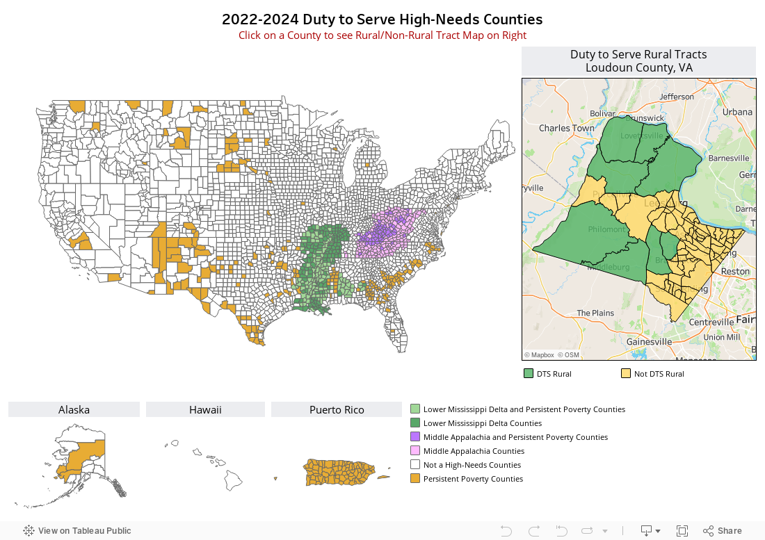 2022-2024 Duty to Serve High-Needs CountiesClick on a County to see Rural/Non-Rural Tract Map on Right 