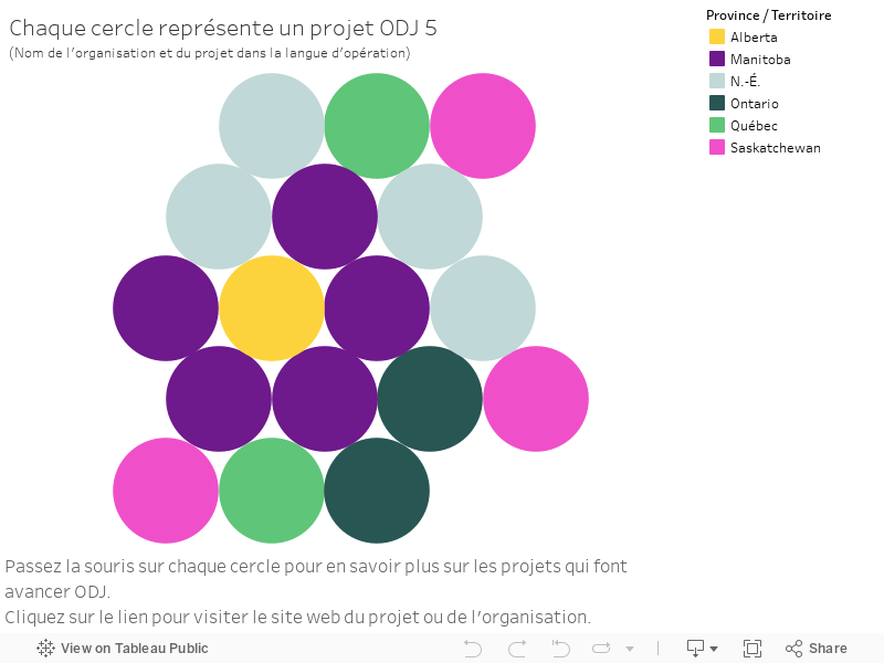 Chaque cercle représente un projet ODJ 5(Nom de l'organisation et du projet dans la langue d'opération) 