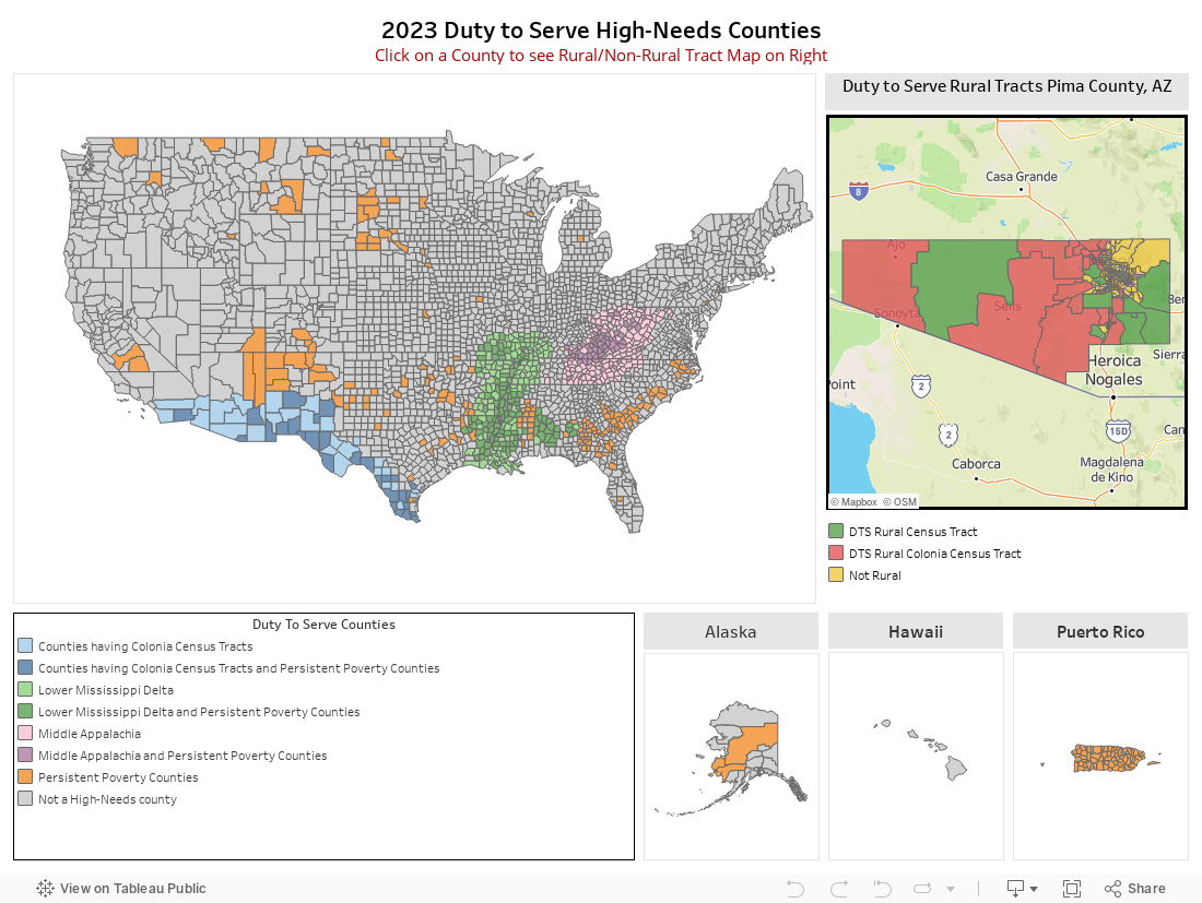 2023 Duty to Serve High-Needs CountiesClick on a County to see Rural/Non-Rural Tract Map on Right 