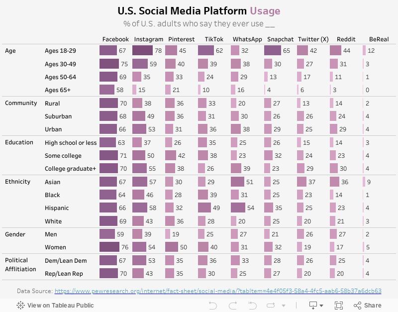 U.S. Social Media Platform Usage 