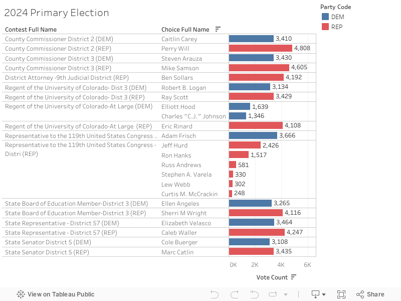 2024 Primary Election results Clerk and Recorder