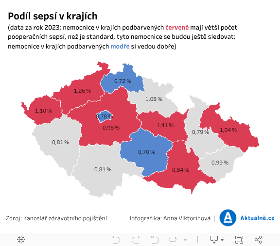 Podíl sepsí mapa DSH 