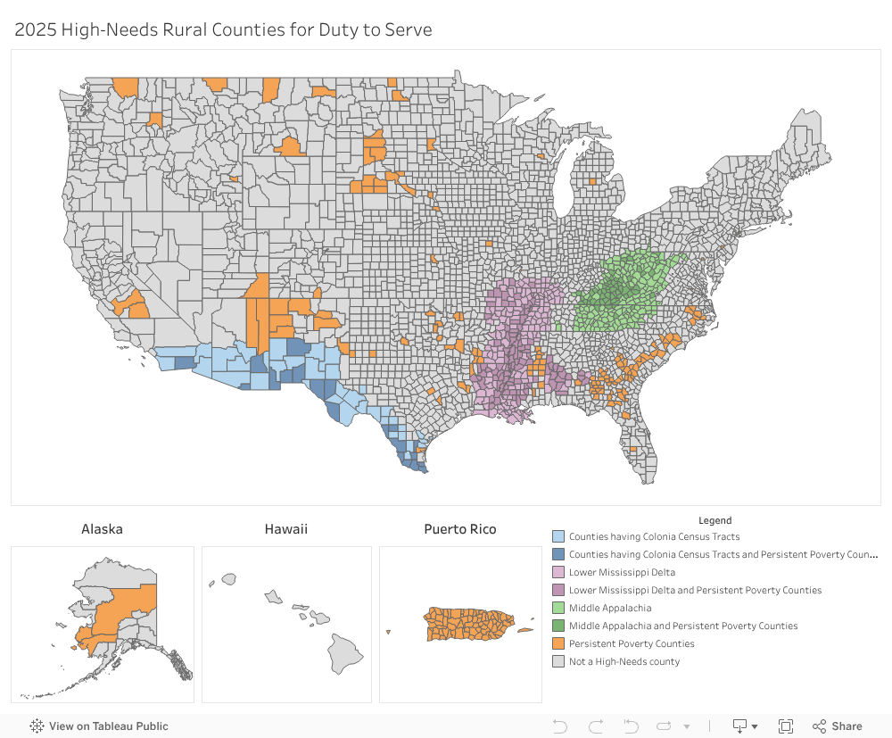 2025 High Needs Rural County Map 