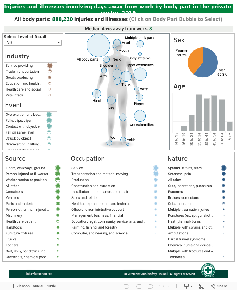 Body Part Workers Compensation Injury Chart