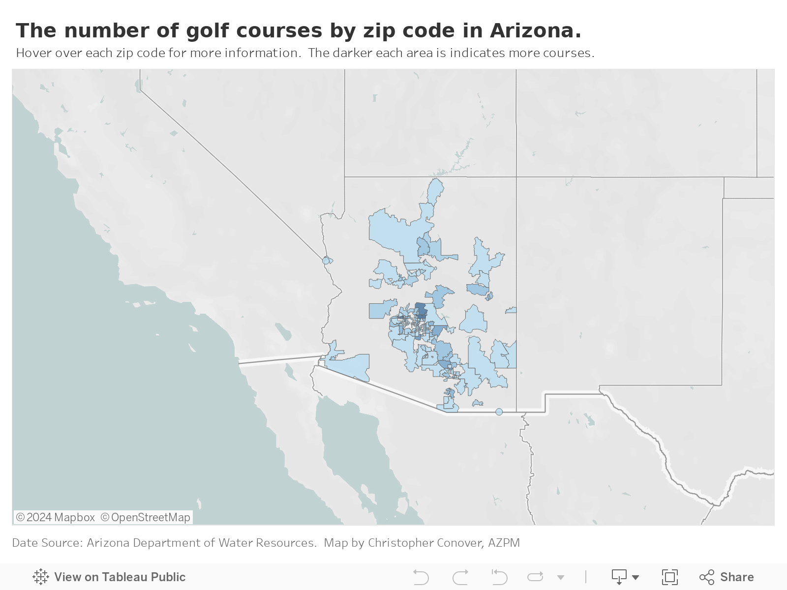 Dash Number of golf courses by zip 