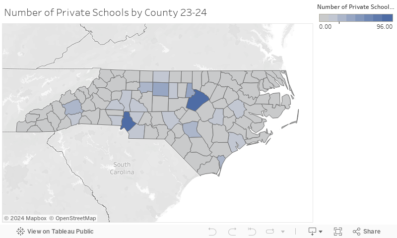 Number of Private Schools by County 23-24 