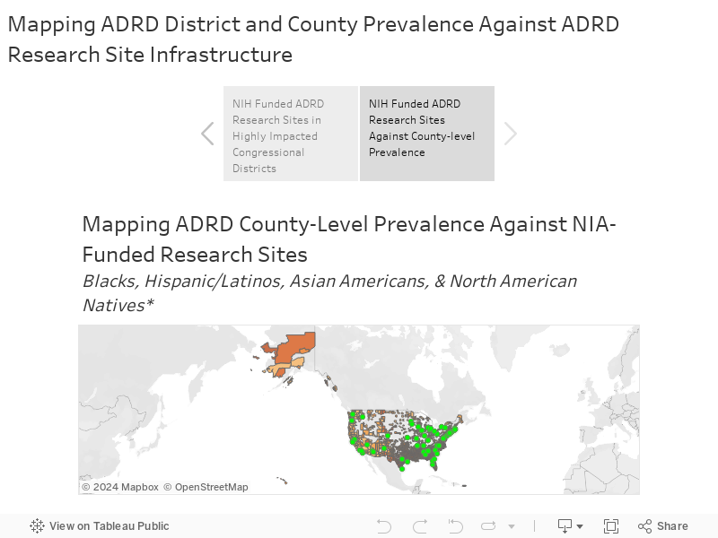 Mapping ADRD District and County Prevalence Against ADRD Research Site Infrastructure 