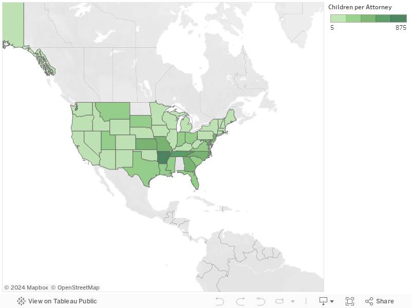 Prevalence of Unaccompanied Children to Free and Low-Cost Immigration Attorneys 