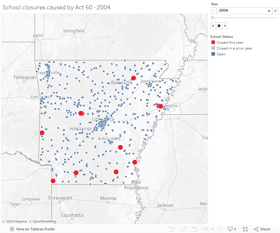 School closures caused by Act 60 - 2004 