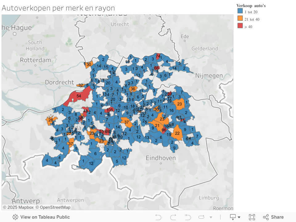 Autoverkopen per merk en rayon 