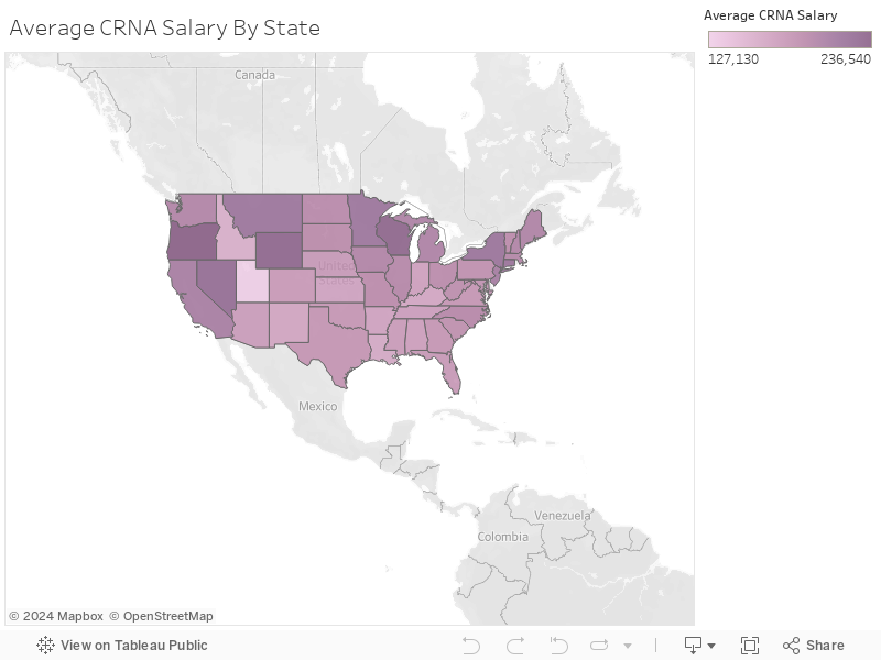 Average CRNA Salary By State 