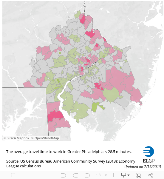 Average Travel Time to Work in Greater Philadelphia (2013) 