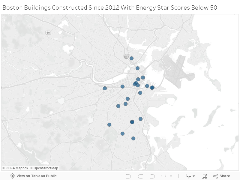 Boston Buildings Constructed Since 2012 With Energy Star Scores Below 50 