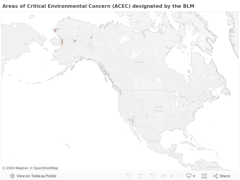 Areas of Critical Environmental Concern (ACEC) designated by the BLM 