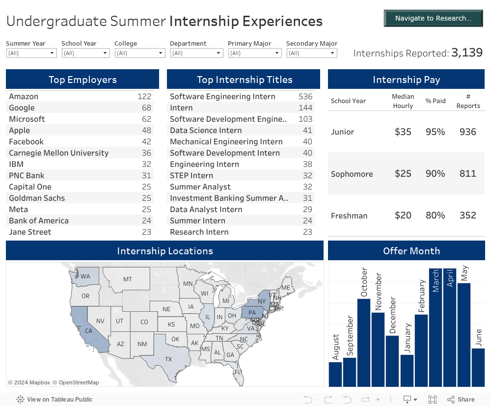Undergraduate Summer Internship Experiences 