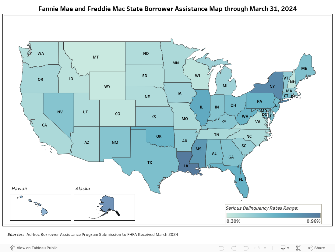 Fannie Mae and Freddie Mac State Borrower Assistance Map through March 31, 2023 