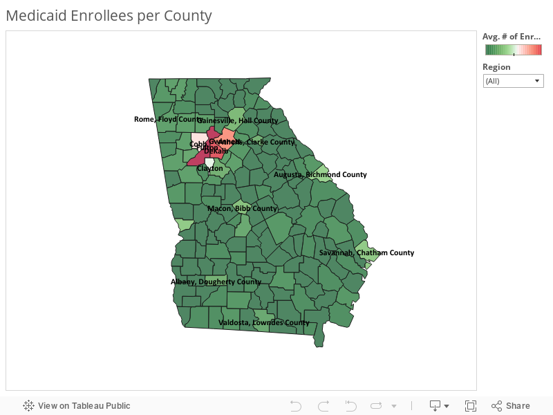 Map 1: Medicaid Enrollees per County 