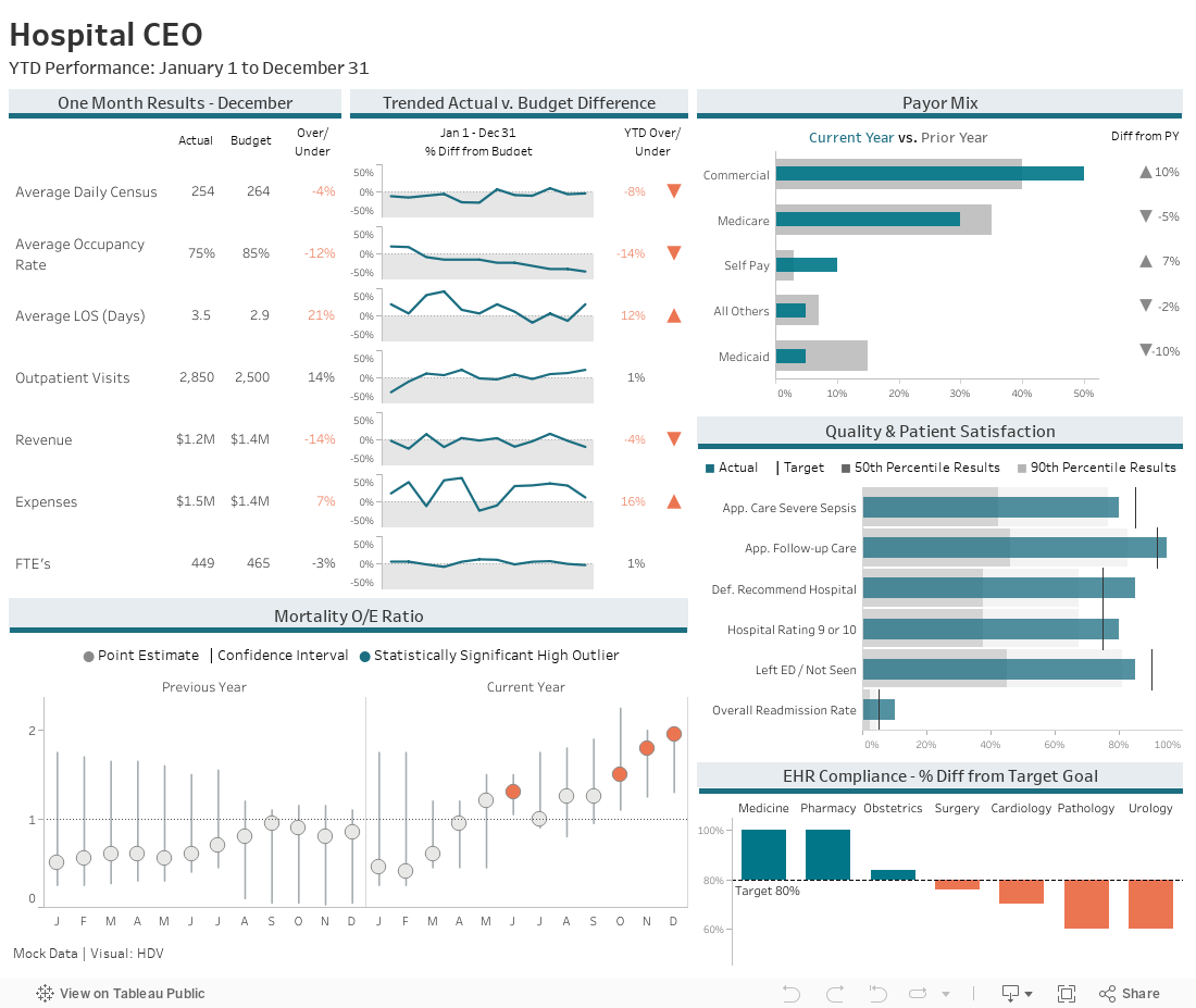 Hospital CEO Performance Monitoring Dashboard ~ HealthDataViz