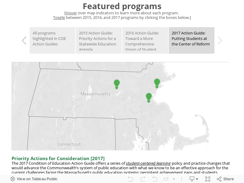 Featured Programs[Hover over map indicators to learn more about each program. Toggle between 2015, 2016, and 2017 programs by clicking the boxes below.] 