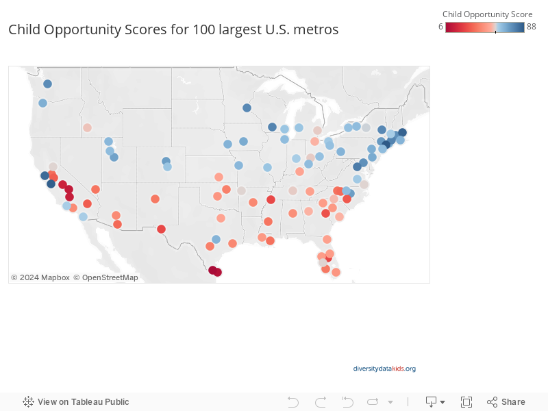 Child Opportunity Scores for 100 largest U.S. metros 