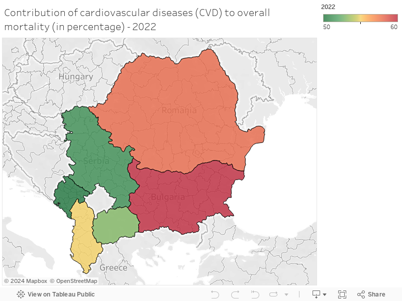 Contribution of cardiovascular diseases (CVD) to overall mortality (in percentage) - 2022 