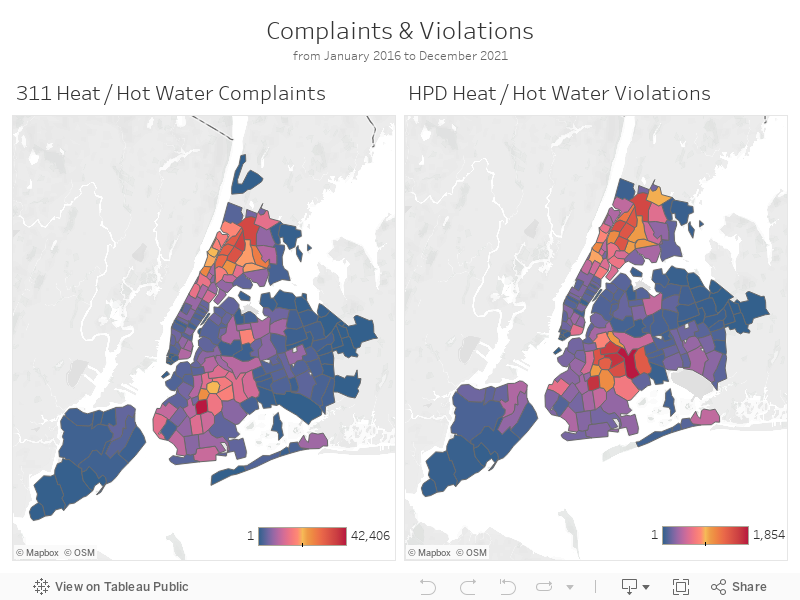 Complaints & Violationsfrom January 2016 to December 2021 