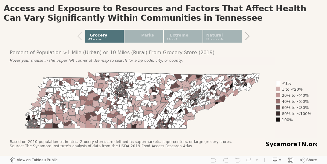 Access and Exposure to Resources and Factors That Affect Health Can Vary Significantly Within Communities in Tennessee 