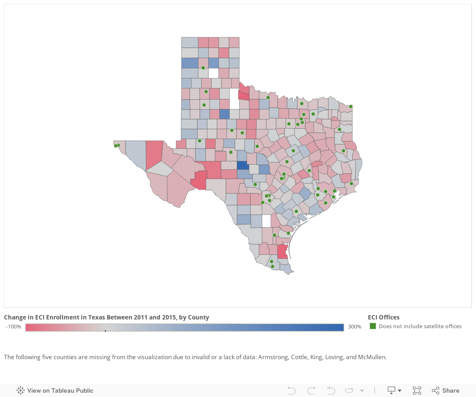 Interactive Map ECI Enrollment Trends by Texas County — Texans Care