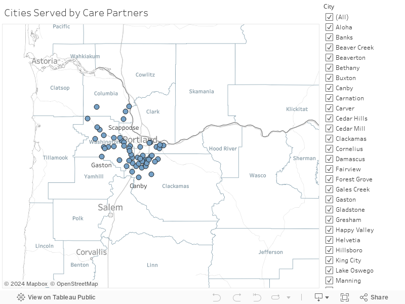 Cities Served by Care Partners 