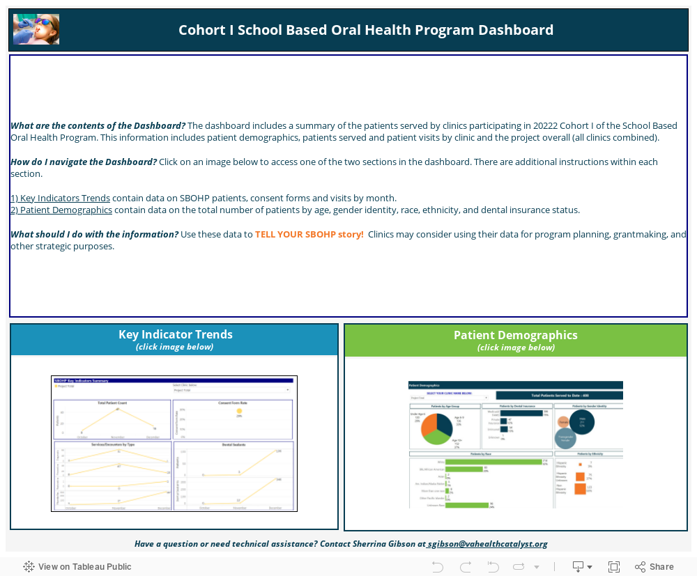           Cohort I School Based Oral Health Program Dashboard 