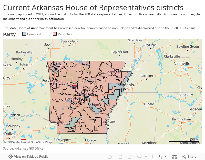Current Arkansas House of Representatives districts 