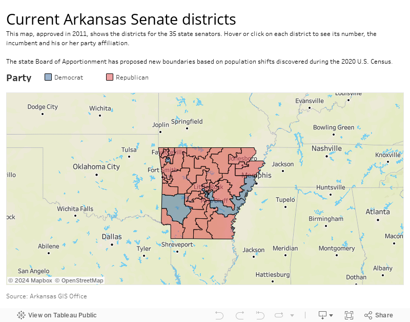 Current Arkansas Senate districts 