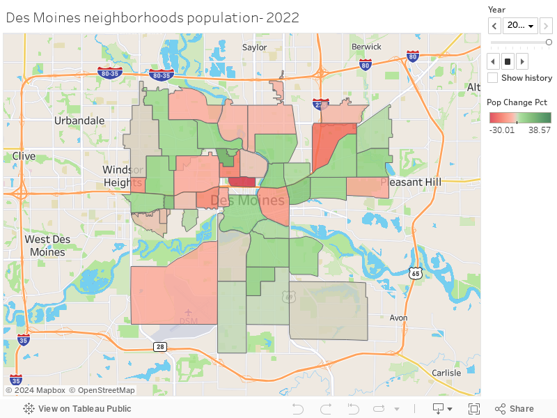 Des Moines neighborhoods population- 2022 