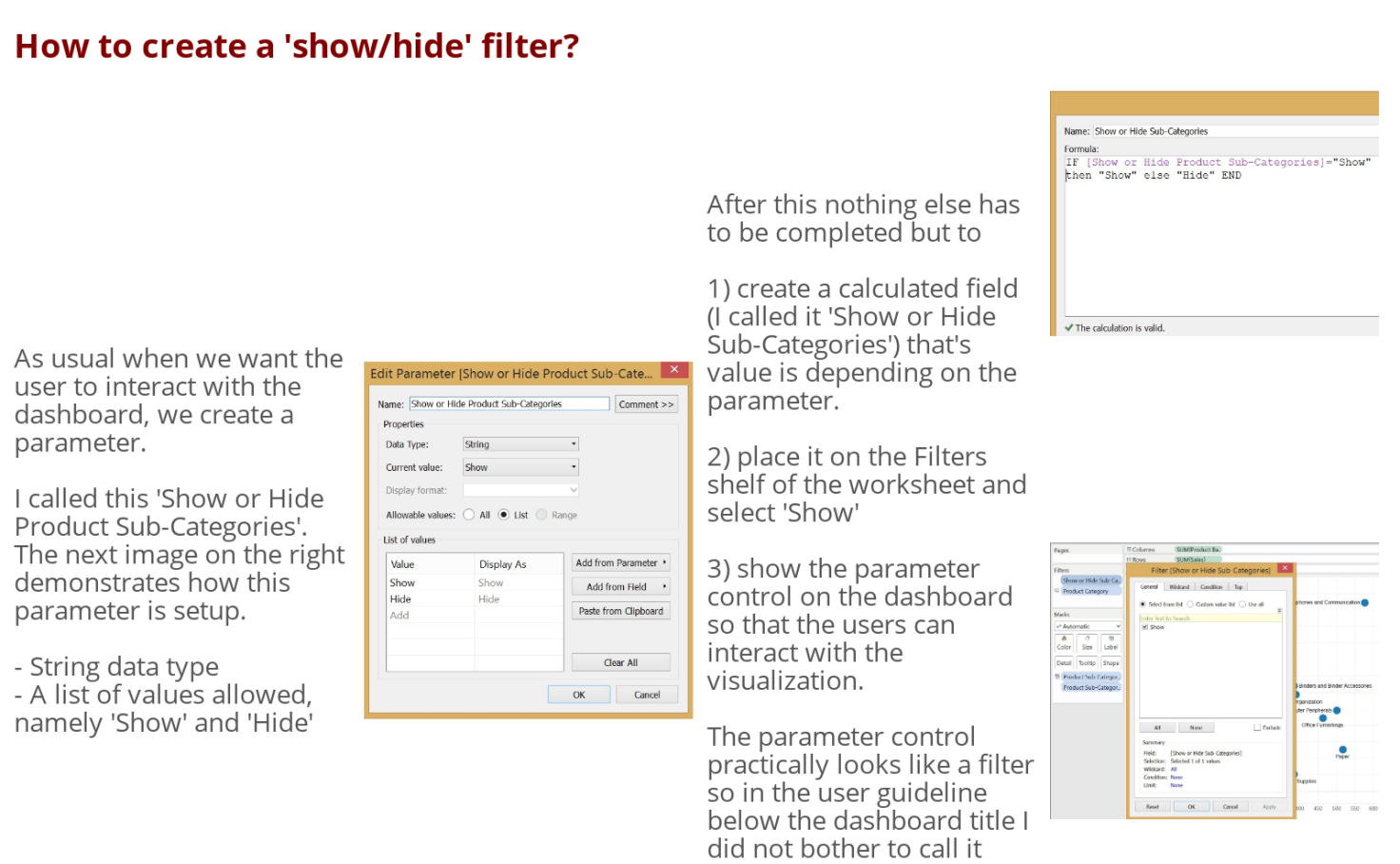 Dynamically Show Or Hide Worksheets Tableau Public