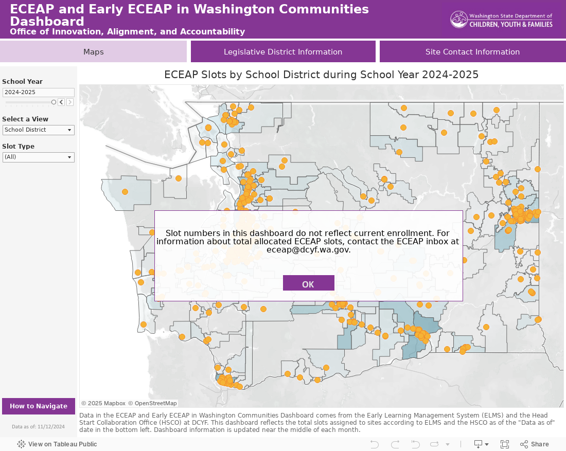 ECEAP Enrollment percent by School District 