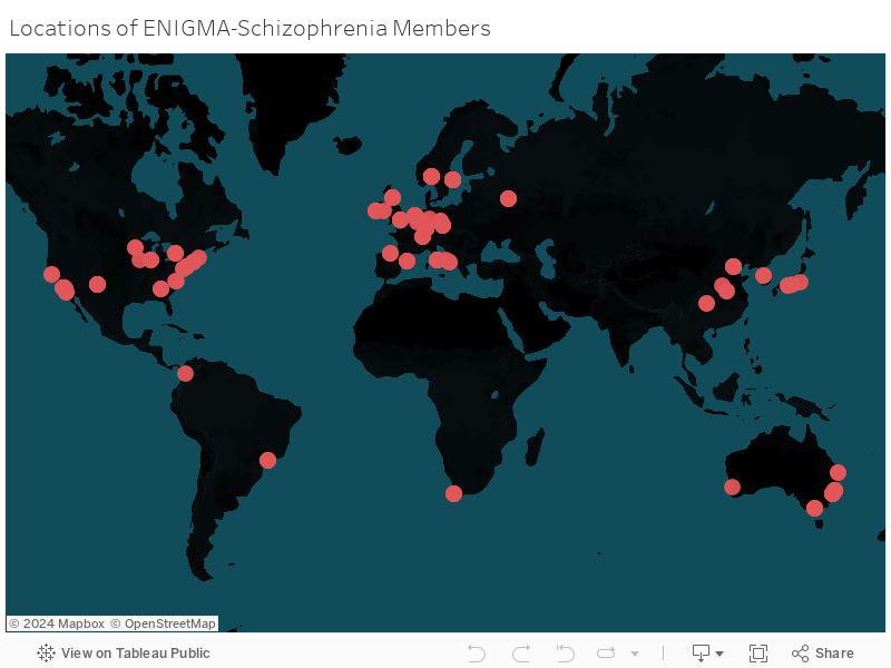 Locations of ENIGMA-Schizophrenia Members 