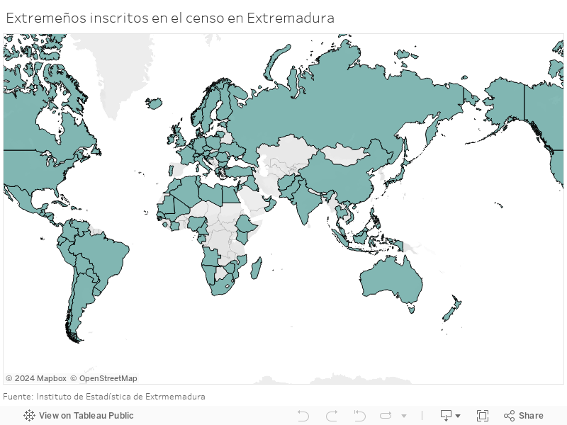 Extremeños inscritos en el censo en Extremadura 